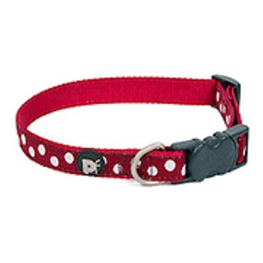 Petface White Dots Print Dog Collar, Large, Cherry