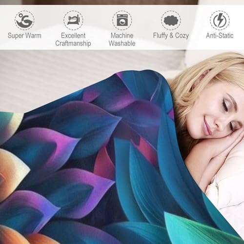 Couverture molleton de flanelle motif fleurs anti-froid lit