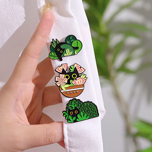Potted Cat Enamel Pins For Backpacks, Cartoon Black Cat Pins For Women Girl Cute Animal Enamel Brooch Pins Badges Clothing Jackets Diy Gifts #TOP4