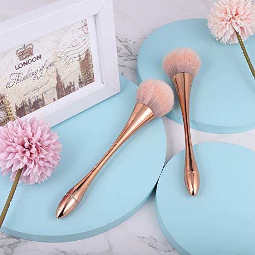 hugttt 2 Pcs Large Mineral Powder Brush, Bronzer Kabuki Makeup Brush, Soft Fluffy Foundation Brush, Professional Powder Brush and Blush Brush for Daily Makeup, Rose Gold - Image 6
