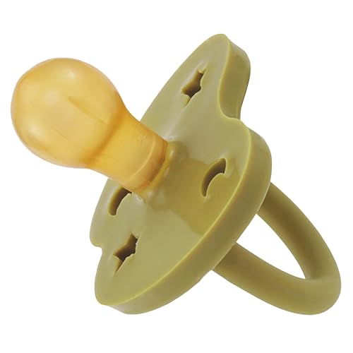 HEVEA Natural Rubber Pacifier Round 3-36 Months – Hygienic One Piece Design for Newborns to Toddlers, BPA-Free, Soft & Durable – Single-Pack (Avocado)