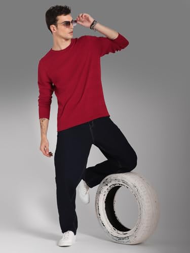 Image of HIGH STAR Men's HSMSWW23106RDNF LY Long Sleeves Regular Fit Sweater