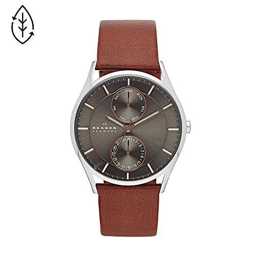 Skagen Men's Holst Quartz Analog Stainless Steel And Leather Watch, Color: Brown Leather (Model: Skw6086) #TOP7