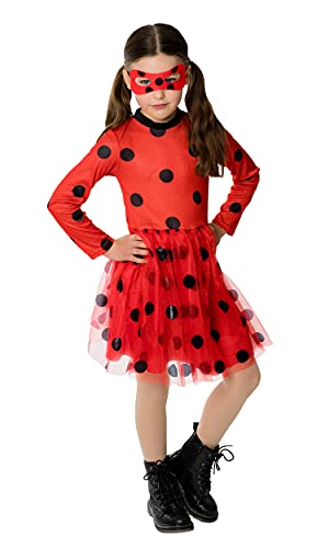 RUBIE'S Miraculous Officiel - Déguisement Robe Tutu Ladybug pour Enfant sans Masque - Taille Unique 5-8 ans. Idée Cadeau pour Carnaval, ou Anniversaire...