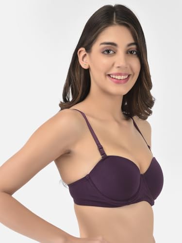 Image of Softline Women's Cotton Rich Padded Wired Demi-Cup Bra | Seamless, Breathable & Soft Fabric | Everyday Comfort & Support