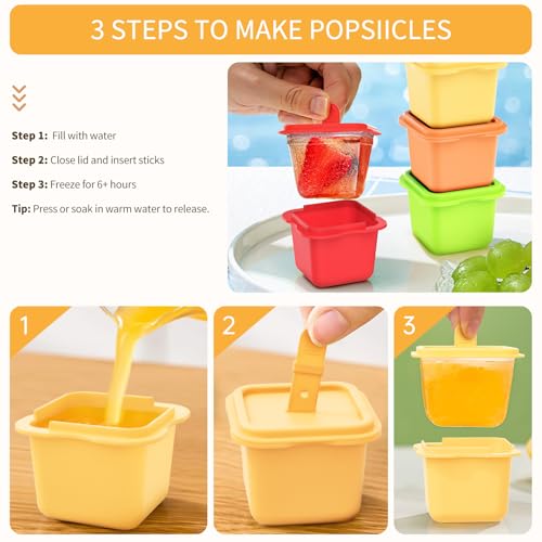 Set de 4 moldes grandes cuadrados para hielo y paletas con tapa miniatura 3