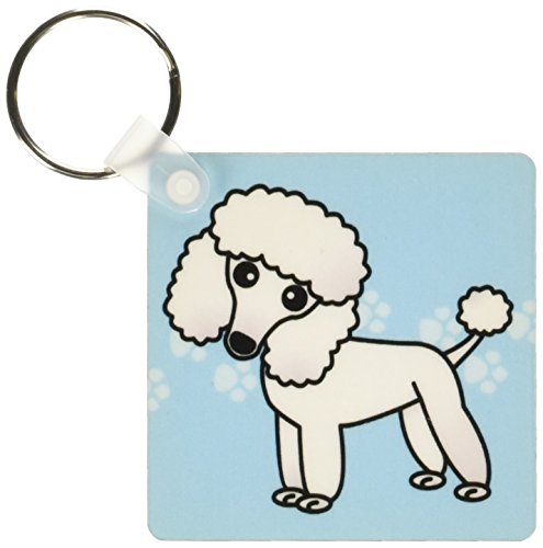 Porte-clés caniche blanc fond bleu imprimé pattes 3drose lot de 2 accessoires de sac