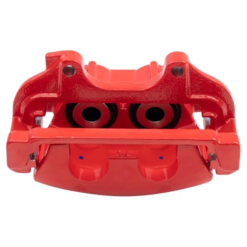 Image of TRQ Performance Front Driver and Passenger Side Brake Caliper Set Caliper Brackets Hardware Compatible with 12-20 Dodge Charger with Dual Piston Front Calipers without Brembo Brake Package
