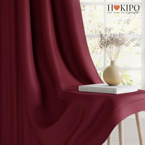 Image of HOKIPO Midnight True Blackout Curtains 7 Feet Long Set of 2, Maroon