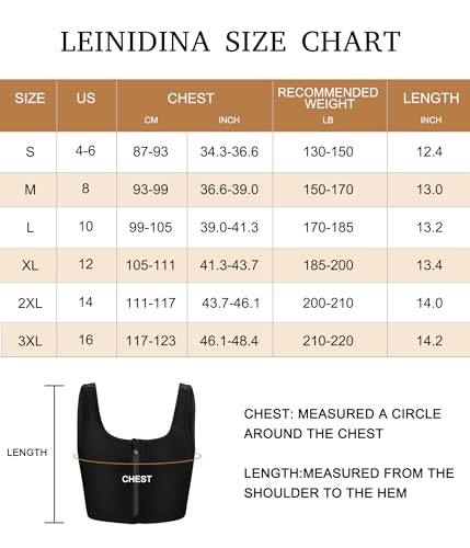 LEINIDINA Chest Binder Tomboy Transgender FTM Square Collar with Front Zipper Binder Bra Tank Top - Thumbnail 5