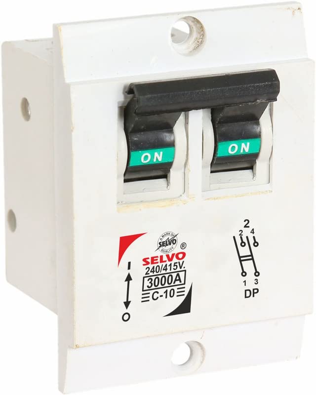 Image of SELVO C-10A Double Pole Flush Mounted (Screw Mounted) Mini MCB (PACK OF 2)