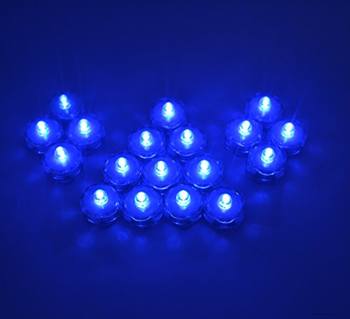 Samyo Waterproof Wedding Submersible Battery Led Tea Lights Underwater Sub Lights- Wedding Centerpieces Party Decorate Flower Shape (Blue) (36) #TOP3