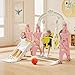 3-in-1 Kids Slide for Toddlers Slide and Swing Set,Indoor Playground for Children,Freestanding Outdoor Slides with Basketball Hoop,Outside Climber Playhouses,Baby Climbing Toys