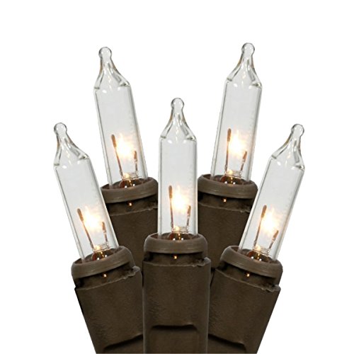 Gerson 92154 - 100 Light 27.5' Brown Wire Clear Miniature Christmas Light String Set