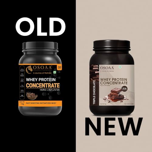 Image of OSOAA Whey Protein Concentrate Powder 1kg, Triple Chocolate | 24.3g Protein Powder for Muscle Support & Recovery | 100% Authentic Protein Supplement Powder & No Adulteration