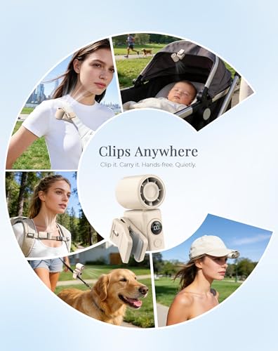 Image of Hotsales Clip-On Portable Fan 2-Pack, 13500 RPM High-Speed Rechargeable Handheld Mini Fan, LED Display, 360 Rotating Detachable Clip, Stroller Fan for Baby, Travel Essentials, Gifts for Women & Men