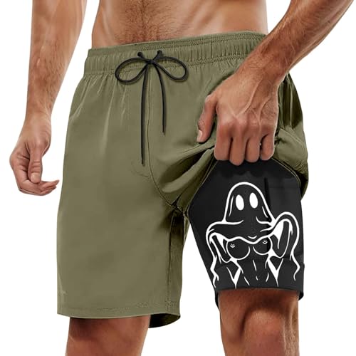 Short de bain court homme noir avec boxer intégré style bikini