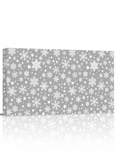 Winter Snowflakes Modern Canvas Wall Art 16x32 inch, Christmas Abstract