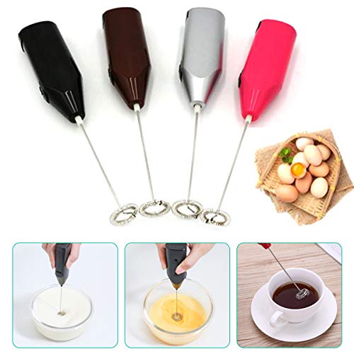 Small Kitchen Hand Held Mixers, Mini Electric Egg Beater Milk Foamer Frother for Baking, Portable Stainless Steel Milkshake Stirrer Drink Whisk Coffee Blender Easy for Beginner Cooking Tools (Brown)