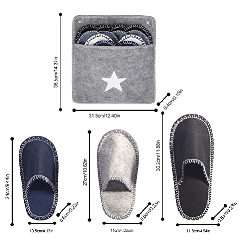 Guest Slippers Set, 6 Pairs Fleece Felt Slippers Portable Washable Disposable Non Slip Home Slippers for Family Spa Guests Hotels Travel2