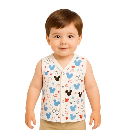 Image of Kidbea Newborn Baby Jhabla Unisex - Organic Cotton Muslin Shirt | Soft & Breathable Summer Wear for Boys & Girls | Cute Prints Infant Clothing