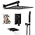 Rain Shower System 12 inch Shower Faucet Set with Tub Spout,Bathroom Wall Mounted Waterfall Shower Head Faucet Sets Complete with Handheld Spray,Rough-in Valve Body and Trim kit,Matte Black