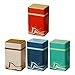Angoily 4pcs Tea Tins for Loose Tea, Square Tea Storage Containers Metal Loose Leaf Tea Storage Containers for Loose Tea, Coffee and Sugar