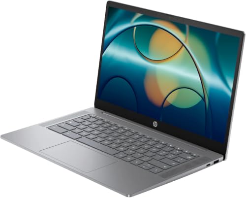 Image of HP 2026 Lightweight Portable Chromebook Plus, 14' FHD IPS Touchscreen Display, Intel i3 Processor Up to 3.80GHz, 8GB DDR5, 256GB SSD Storage, Ultra-Fast 6th Gen WiFi, Chrome OS, Pastel Gray, Renewed