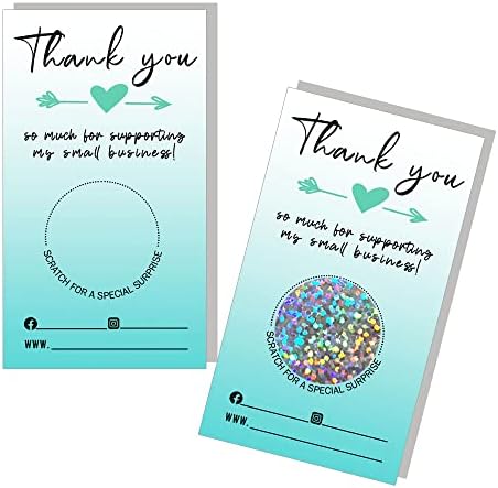 Wanyeer Scratch Off Thank You Cards, Small Business Thank Yous, 50 Pack 2x3.5 inches Customer Thank You Cards, Scratch Off Game Cards, Business ...