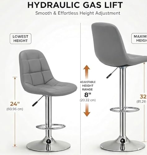 Image of Modern Egg Shape Bar Stool with 360 Swivel | Height Adjustable Bar Chair | Counter Stool & High Chairs | Comfortable for Home, Office, Restaurant Bar, Cafe & Cash Counter - (Grey)