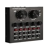 V8 Multifunctional Live Sound Card USB Audio Interface Intelligent Volume Adjustable Audio Mixer Sound Card for Recording Hosting Speech English version