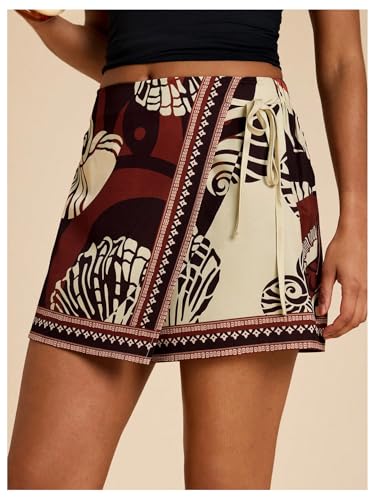 Image of SweatyRocks Women's Boho Mini Skirts Floral Shorts Tie Side Wrap Skorts