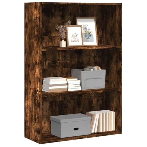 LLEZKBR Estantería y estantería de pie, roble ahumado, 80 x 30 x 114 cm, madera de ingeniería