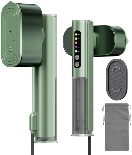 Portable Garment Steamer for Clothes, 100-220V Handheld Travel Steamer for Global, 2-in-1 Compact Clothes Steamer & Iron with 20g/min Steam, 90° Rotating Head Wrinkle Remover for Home & Travel(Green)
