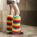 EINCORN Women Vintage Rainbow Colorful Plush Leg Warmer Fuzzy Thickened Boot Toppers Cuff Furry Leg Long Socks Partywear