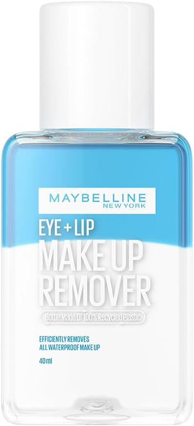 Maybelline New York Biphase Eye + Lip Makeup Remover, 2X More Effective and Fragrance Free Easy to Use Makeup Remover, Water-proof Make-up Remover With Addition of Pro-Vitamin B5 | 40 ml