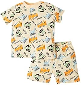DeFacto Erkek Bebek Regular Fit Desenli Pamuklu Kısa Kollu Şort Pijama Takım Bej (BG411) 6-9 Ay