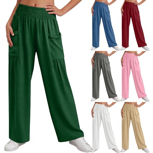 Pantalon en lin fluide léger d'été avec poches profondes pour femme