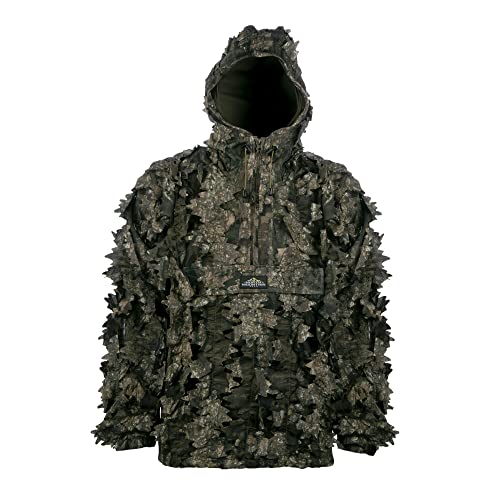 Image of North Mountain Gear Leafy Camo Hunting Jacket - Lightweight 1 /2 Zip Hoodie with Hood & Pouch