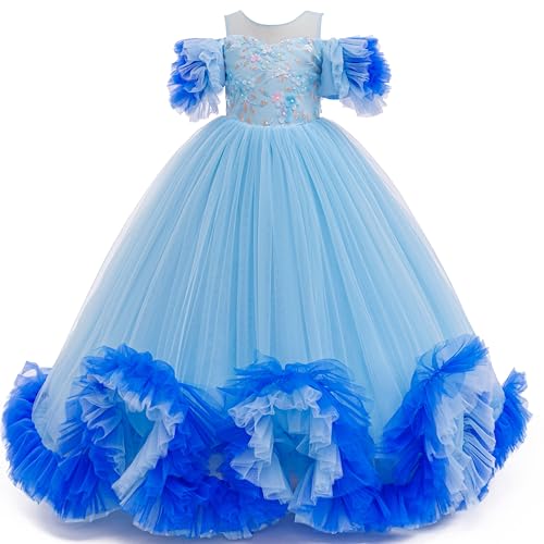 GetWish Flower Girls Formal Dress Pageant Birthday Party Princess Ruffle Sleeve Puffy Wedding Dresses Dance Ball Gown