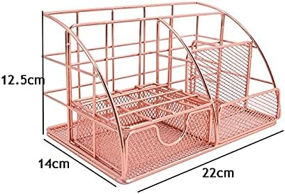 HUFFA Multifunctional Desk Storage Rack Shelf Student Stationery Office Supplies Table File Organize Basket (Color : Golden)