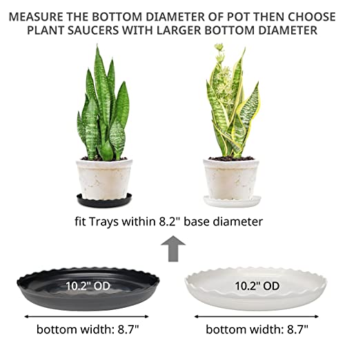 Ecoespti Plant Saucer, 7 Pack 8 10 12 14 15 Inch Durable Plastic Plant Trays For Pots, White & Black Round Plant Pot Saucers, Drip Tray For Indoor And Outdoor Garden (10", For 7 8 Inch Pot) #TOP1