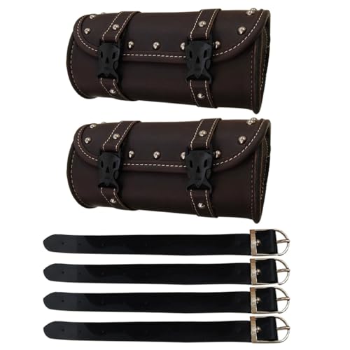 2 piezas Bolsa de Herramientas Lateral para Motocicleta, Bolsa Sillín de Almacenamiento, Marrón Profundo, Accesorios para Motocicleta, Organizador para Viajes y Paseos al Aire Libre