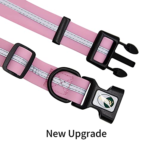 Image of Nimble Reflective Waterproof Dog Collar Adjustable Odor Resistant Easy Clean Pet Collar for Small Medium Large Dogs Night Walking Outdoor Rainy Use (Small (9.45 inch-14.17 inchinches), Lavender)