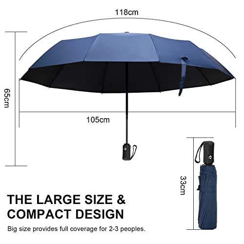Image of QONETIC Portable Auto Open Close Travel Umbrella for Men & Women, Windproof Folding Umbrella for Rain, Compact Waterproof Umbrella, Lightweight 3 Fold Design for Daily Travel & Office Use