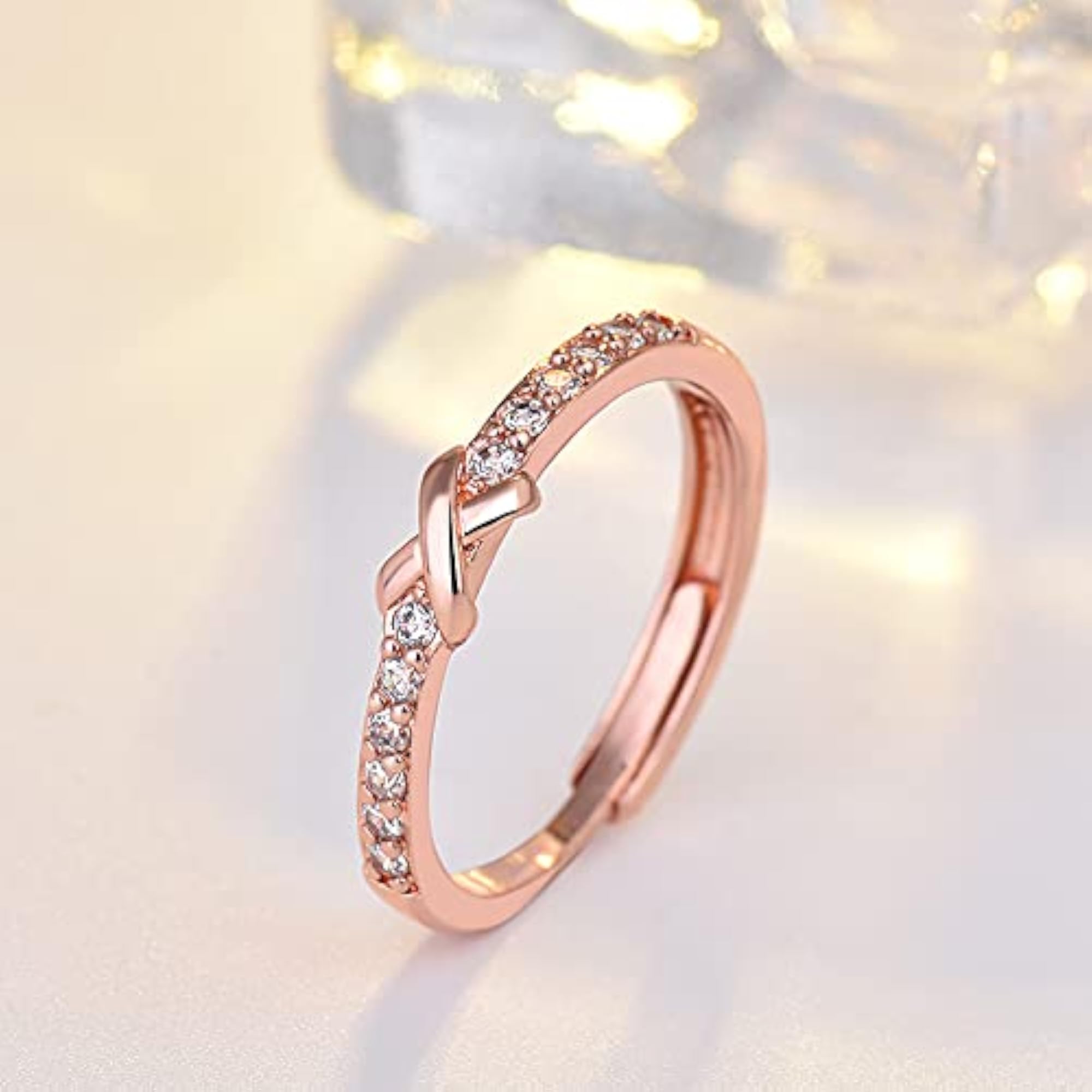 Stylish Rose Plated Solitaire Ring for Women