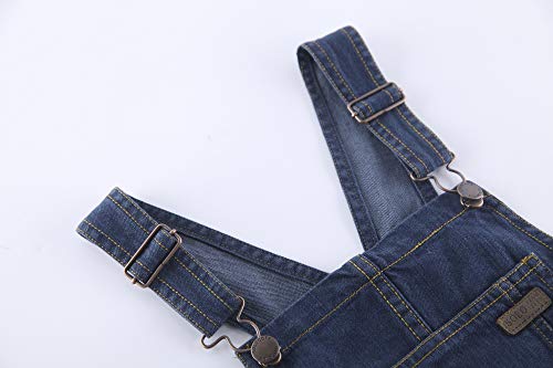 Image of SOLOCOTE GirlVintage Wash Denim Pinafore with Adjustable Straps Jumpsuit Suspender Shortall Bib Pocket 5-14Y