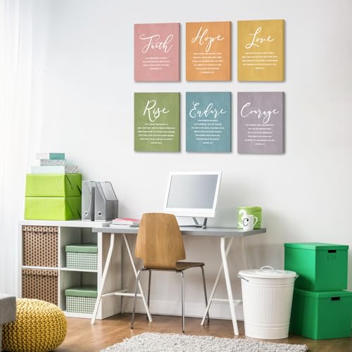 Image of CHDITB Scripture Religious Wall Decor, Faith Poster,Christian Home Artwork, Bible Verses Art Print Set Of 6(12x16 Inches) Christian Wall Art For Prayer College Dorm Room Decoration