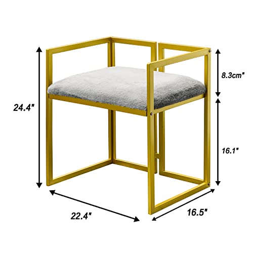 Galsoar Modern Accent Chairs With Gold Coated Metal Frame, Modern Decorative Armchair With Comfortable Seat Cushion, Fancy Vanity Chair Single Sofa For Bedroom, Living Room (Grey) #TOP2
