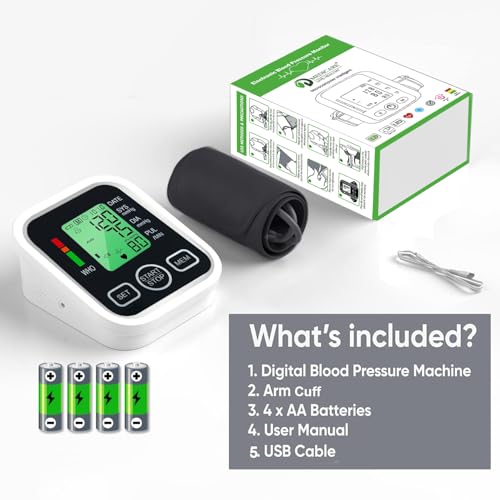 Image of Automatic Digital Blood Pressure Monitor Machine with Voice & Large Display | One-Touch BP Check, Accurate Upper Arm Cuff BP Apparatus for Home Use, Adults & Elderly (DM-BP06)